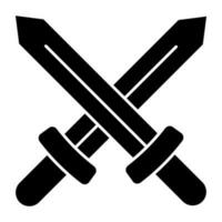 Symbol für das Konzept des Kampfwerkzeugs, Vektordesign von Kreuzschwertern vektor