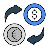 konzeptionelle Design Symbol von Dollar zu Euro vektor