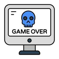 en platt design, ikon för game over vektor