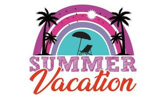 Sommer- Ferien T-Shirt Design, Sommer- Strand Sonnenschein Vektor drucken Design Kunstwerk, Strand Paradies drucken T-Shirt Grafik Design, Typografie Slogan auf Palme Bäume Hintergrund zum Sommer- Mode