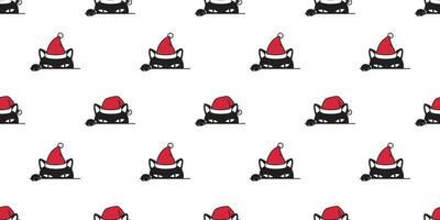 Katze nahtlos Muster Weihnachten Vektor Karikatur Santa claus Hut Weihnachten Kätzchen Schal isoliert Fliese Hintergrund wiederholen Hintergrund Illustration