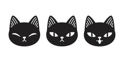 Katze Vektor Kätzchen Kattun Karikatur Charakter Halloween Symbol Logo Illustration Gekritzel schwarz