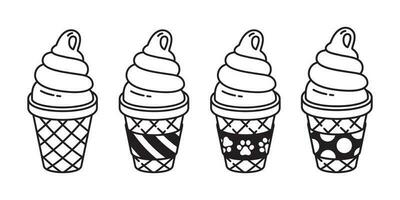 Eis Sahne Vektor Kegel Symbol Logo Schokolade Vanille Polka Punkt Streifen Hund Pfote Karikatur Illustration Grafik