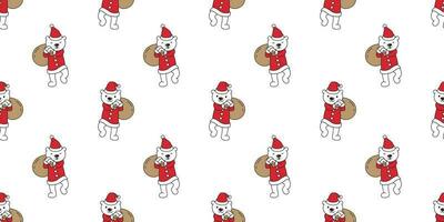 Bär nahtlos Muster Weihnachten Vektor Polar- Bär Santa claus Weihnachten Geschenk Karikatur Schal isoliert Fliese Hintergrund wiederholen Hintergrund