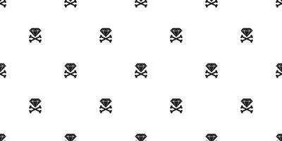 Pirat Kreuz Knochen nahtlos Muster Diamant Vektor Halloween Schädel Schal isoliert Fliese Hintergrund wiederholen Hintergrund