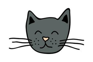 Hand gezeichnet Katze Schnauze Clip Art. süß Haustier Gesicht Gekritzel vektor