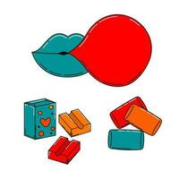uppsättning av tecknad serie bubbla gummi. vektor illustratör. vibrerande färger