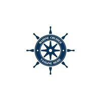kreativ Lenkung Rad Kapitän Boot Schiff Yacht Kompass Transport Logo Design vektor