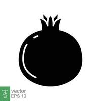granatäpple frukt ikon. enkel fast stil. granat, supermat, mat begrepp. svart silhuett, glyf symbol. vektor illustration isolerat på vit bakgrund. eps 10.