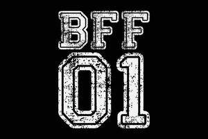 bff 01 Beste Freund für immer komisch Freundschaft Tag T-Shirt Design vektor