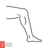 ben ikon. enkel översikt stil. mänsklig fot, vrist, medicinsk, organ begrepp. tunn linje symbol. vektor illustration isolerat på vit bakgrund. redigerbar stroke eps 10.