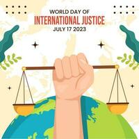 Welt Tag zum International Gerechtigkeit Sozial Medien Hintergrund Illustration Karikatur Hand gezeichnet Vorlagen vektor