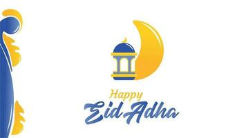 islamic blå och gul bakgrund eid Adha vektor