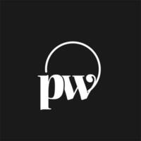 pw logotyp initialer monogram med cirkulär rader, minimalistisk och rena logotyp design, enkel men flott stil vektor
