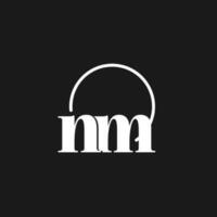 nm logotyp initialer monogram med cirkulär rader, minimalistisk och rena logotyp design, enkel men flott stil vektor