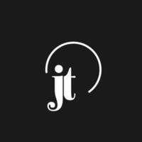 jt Logo Initialen Monogramm mit kreisförmig Linien, minimalistisch und sauber Logo Design, einfach aber nobel Stil vektor
