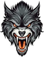 Wolf Kopf Logo - - Wolf Kopf Maskottchen mit Scharf Zähne- Vektor Illustration zum T-Shirts, Poster, und andere Verwendet.