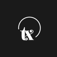 tx logotyp initialer monogram med cirkulär rader, minimalistisk och rena logotyp design, enkel men flott stil vektor