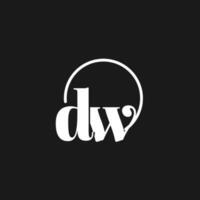 dw logotyp initialer monogram med cirkulär rader, minimalistisk och rena logotyp design, enkel men flott stil vektor