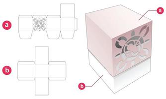 Geschenkbox mit Deckel, die Mandala-Schablone gestanzte Vorlage hat vektor