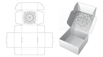 hopfällbar tårta låda med stencilerad mandala mönster stansad mall vektor