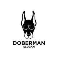 einfache niedliche doberman Hundekopf verwendet Sonnenbrillen Vektor Logo Symbol Illustration Design