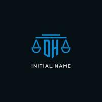 dh Monogramm Initiale Logo mit Waage von Gerechtigkeit Symbol Design Inspiration vektor