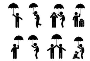 Menschen mit Regenschirme. das Regen. Stock Zahl vektor