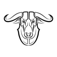 linje vektorillustration framifrån av tjuren det är tecken på Oxen zodiaken vektor