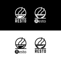 Schüssel mit heiß Rauch Aroma im Kreis gestalten zum klassisch Cafe resto Restaurant Logo Design vektor