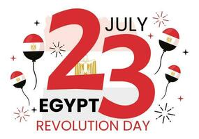 egypten rotation dag vektor illustration på juli 23 med vinka flagga bakgrund i nationell Semester platt tecknad serie hand dragen landning sida mallar