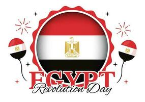 Ägypten Revolution Tag Vektor Illustration auf Juli 23 mit winken Flagge Hintergrund im National Urlaub eben Karikatur Hand gezeichnet Landung Seite Vorlagen