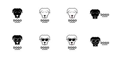 einfache Satzsammlung dogo argentino Hundekopfvektorlogoikonenillustrationsentwurf vektor