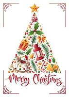 vinter- ny år kort. jul träd från en jul dekor. festlig design för hälsning kort, baner, affisch, inbjudan. vektor illustration
