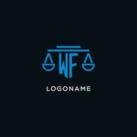 wf Monogramm Initiale Logo mit Waage von Gerechtigkeit Symbol Design Inspiration vektor