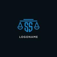 ss Monogramm Initiale Logo mit Waage von Gerechtigkeit Symbol Design Inspiration vektor