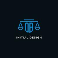 ob Monogramm Initiale Logo mit Waage von Gerechtigkeit Symbol Design Inspiration vektor