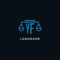 yf Monogramm Initiale Logo mit Waage von Gerechtigkeit Symbol Design Inspiration vektor