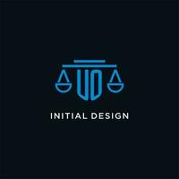 uo monogram första logotyp med skalor av rättvisa ikon design inspiration vektor