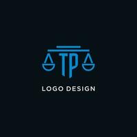tp Monogramm Initiale Logo mit Waage von Gerechtigkeit Symbol Design Inspiration vektor