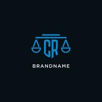 cr Monogramm Initiale Logo mit Waage von Gerechtigkeit Symbol Design Inspiration vektor