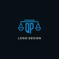qp Monogramm Initiale Logo mit Waage von Gerechtigkeit Symbol Design Inspiration vektor