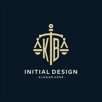 kb Initiale Logo mit Rahmen von Gerechtigkeit und Schild Symbol vektor