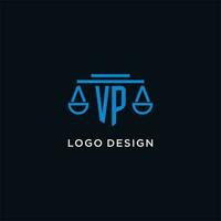 vp Monogramm Initiale Logo mit Waage von Gerechtigkeit Symbol Design Inspiration vektor