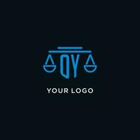 oy Monogramm Initiale Logo mit Waage von Gerechtigkeit Symbol Design Inspiration vektor