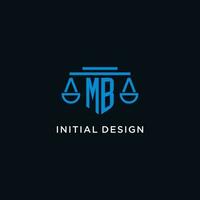 mb Monogramm Initiale Logo mit Waage von Gerechtigkeit Symbol Design Inspiration vektor