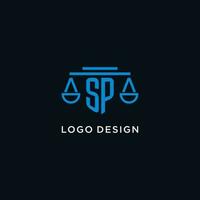 sp Monogramm Initiale Logo mit Waage von Gerechtigkeit Symbol Design Inspiration vektor