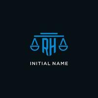 rh Monogramm Initiale Logo mit Waage von Gerechtigkeit Symbol Design Inspiration vektor