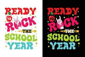 zurück zu Schule T-Shirt Design, 100 Tage von Schule, zuerst Tag, 100 Tage Typografie T-Shirt, Kinder T-Shirt vektor
