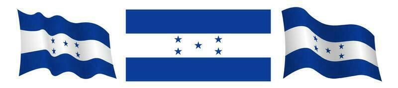 Flagge von Republik von Honduras im statisch Position und im Bewegung, flattern im Wind im genau Farben und Größen, auf Weiß Hintergrund vektor